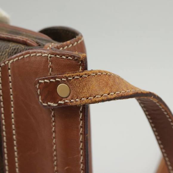 CELINE Macadam Canvas Shoulder Bag PVC Leather Brown Gold Auth 100176 - Picture 9 of 16